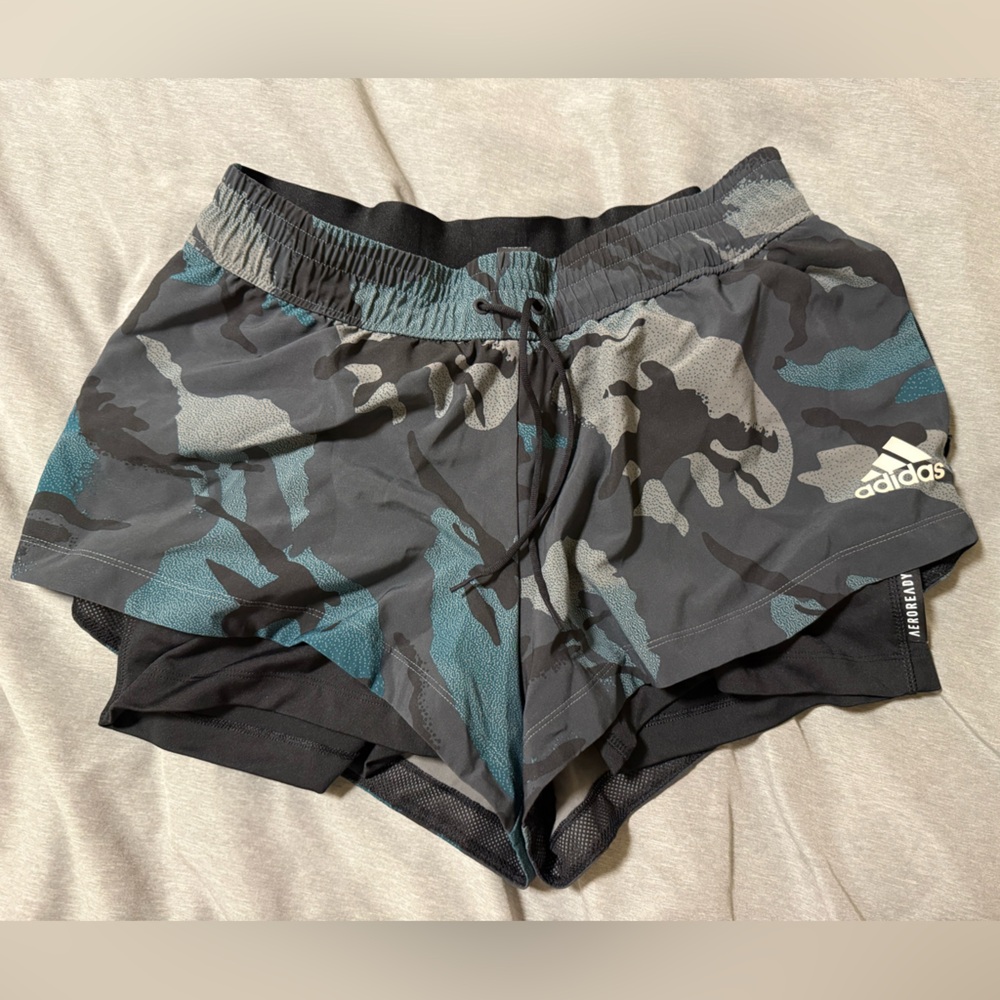 Adidas AEROREADY Camo Shorts in Black and Blue